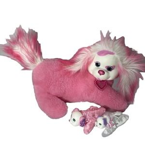Puppy Surprise 2018 Plush Mom Dog And 2 Babies Pink White Glitter 12 inch